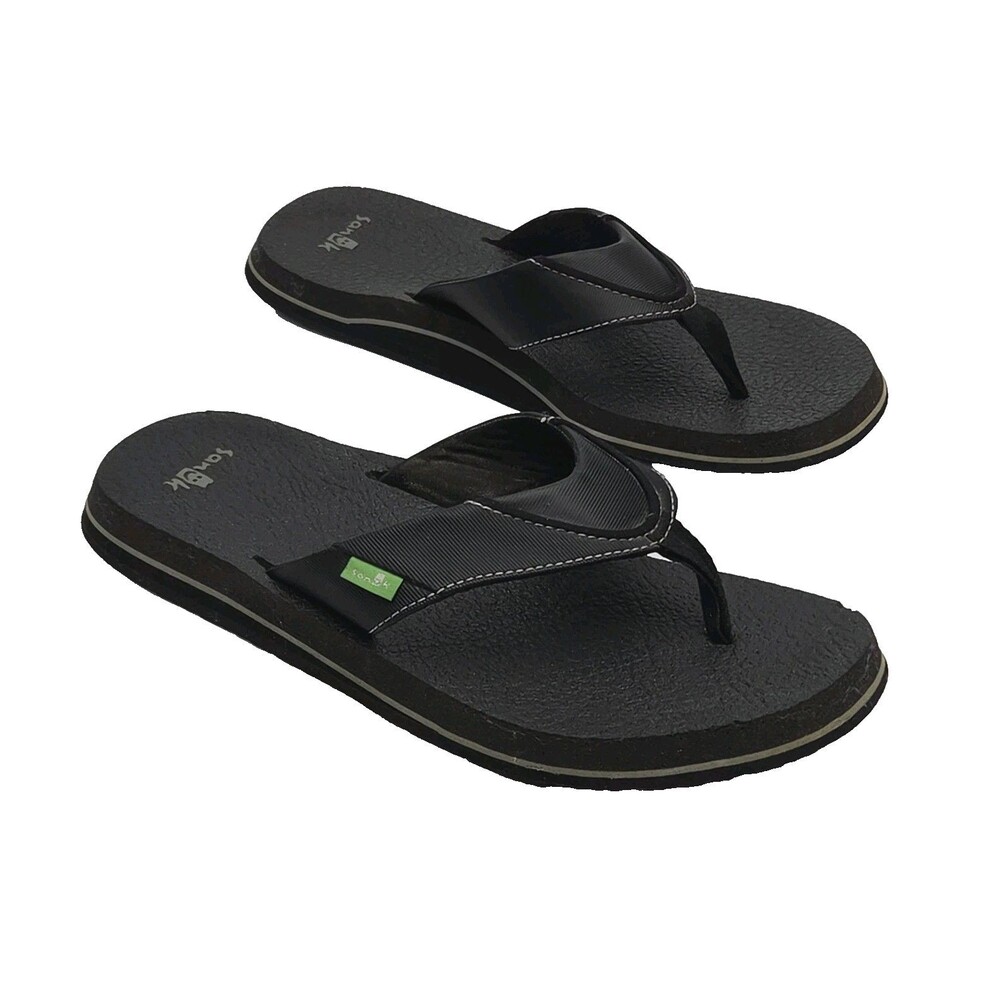 Sanuk Sandals Flip Flop Black Things Men Sz 9 Slip On Yoga Mat Slip-On SMS2939C